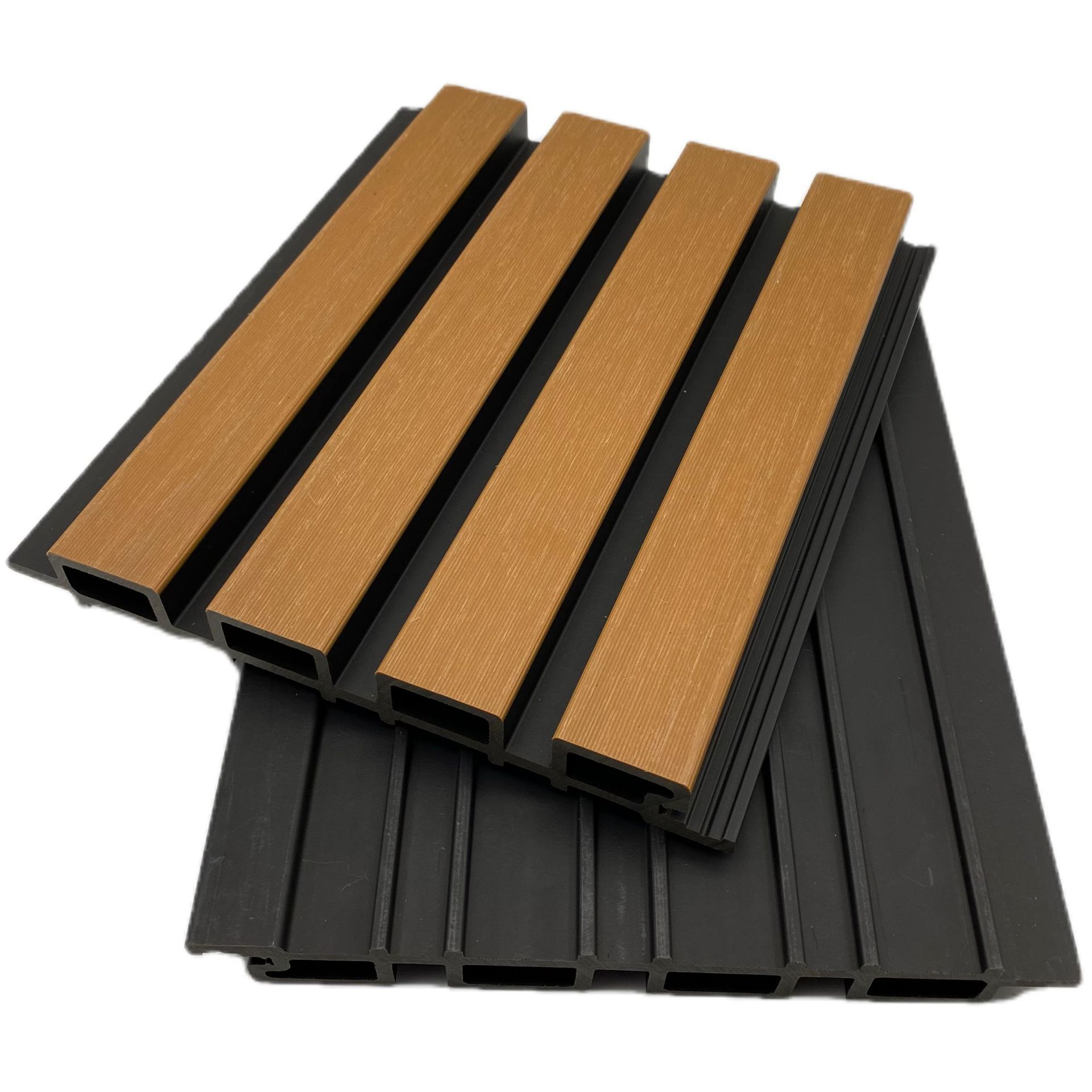 Installed WPC co-extruded wall panel exterior building siding