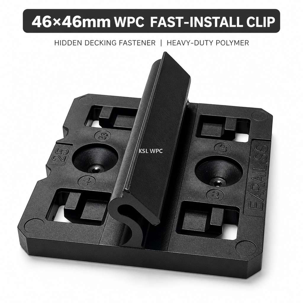 46x46mm Quick Install WPC Decking Clips Hidden Fasteners Heavy Duty Plastic Deck Clamps for Composite Decking Joist Fixing