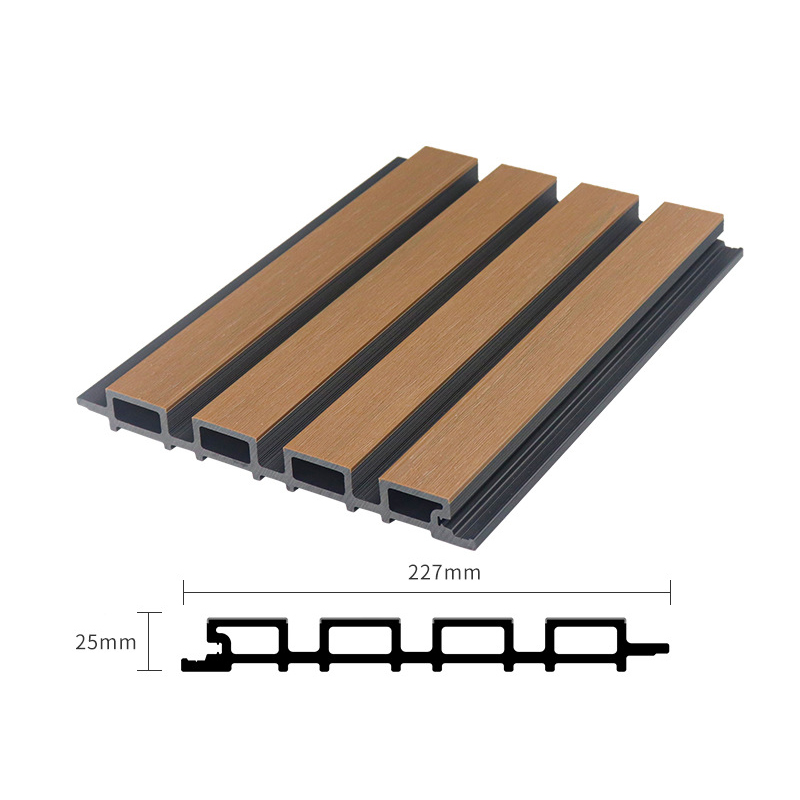 Cross section comparison between ordinary single layer WPC and 3rd generation ASA co extruded WPC wall cladding showing ASA protective layer structure