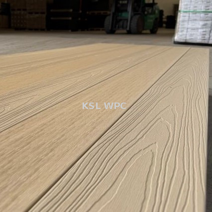 Full capped co-extruded composite decking installed in seaside resort pool area salt water resistant