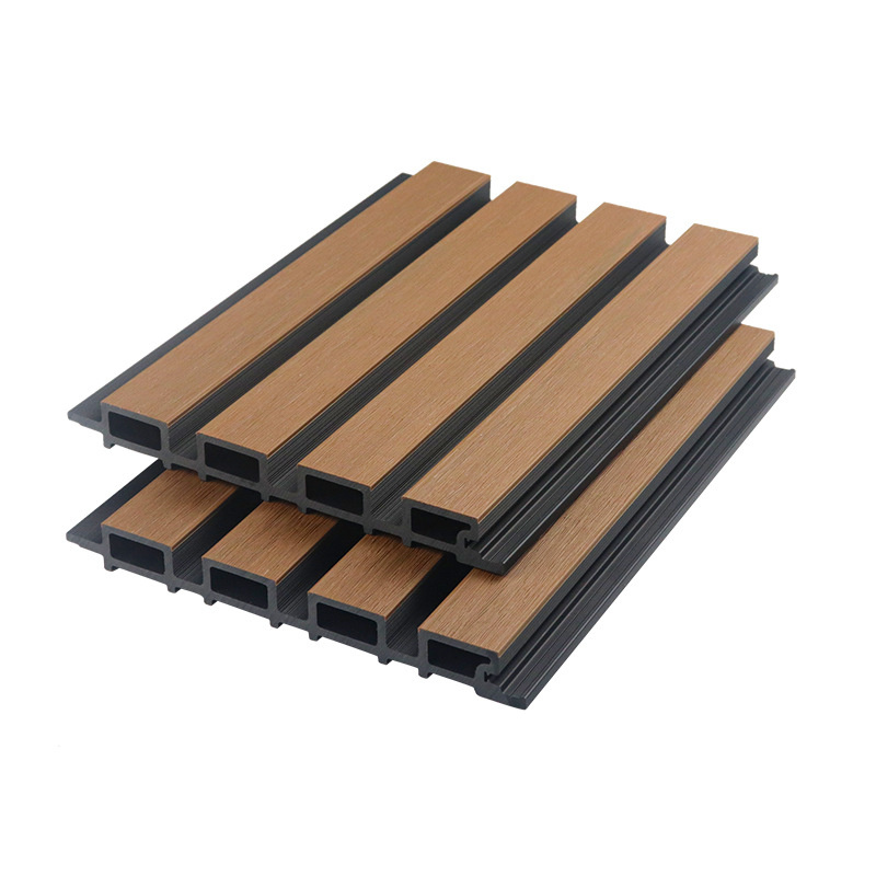 Waterproof Outdoor WPC Great Wall Cladding, Fluted Hollow Exterior Wall Panel Anti-UV