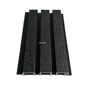 170x26mm 3-Flute Black Shou Sugi Ban WPC Wall Cladding Panel on Pure White Background