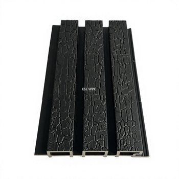 Charred Black Wood Grain 3-Slat WPC Great Wall Panel Waterproof UV Resistant Interlocking Composite Exterior Cladding Board