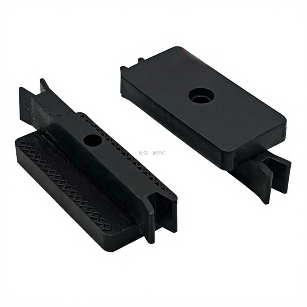 Black nylon plastic wpc deck clips 8mm gap hidden fastener for hollow co-extruded WPC patio flooring