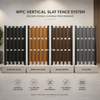 6 Color Options for WPC Vertical Slat Fence - Teak, Charcoal, Walnut, Grey