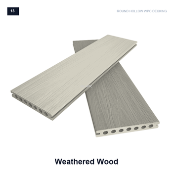 Round Hollow WPC Decking Board Wood Plastic Composite Outdoor Flooring with Wood Grain Finish