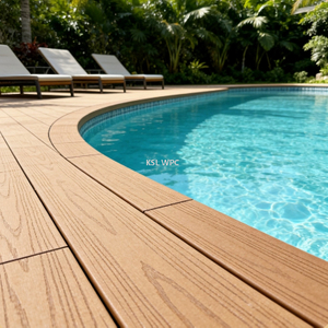 Teak Color Co-extrusion Composite Decking Boards with Wood Grain Texture