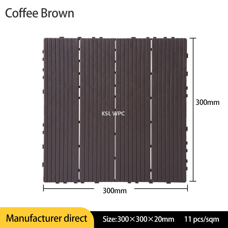 Factory Direct Interlocking WPC Deck Tile 300x300x20mm For Patio Balcony Garden