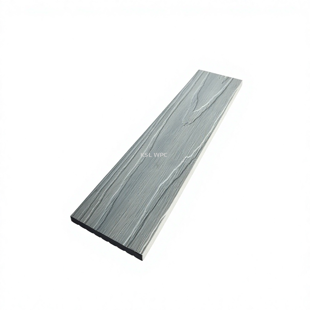 co-extruded dark grey WPC deck edge trim L shape patio skirting