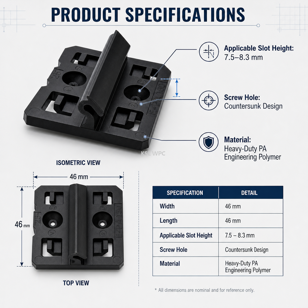 Heavy Duty Weatherproof PA Plastic Decking Clip Features UV Resistant -40 to 70 Celsius