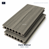 Dark walnut wood grain 6-round hollow WPC decking board, outdoor composite deck flooring for garden terrace