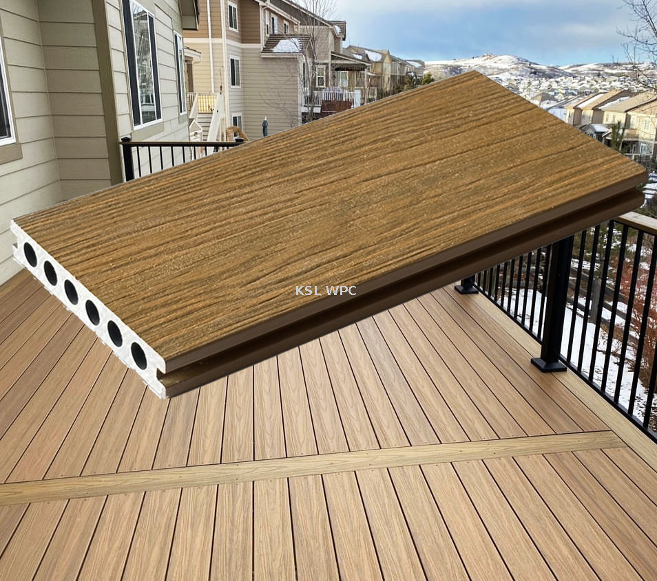 China factory co-extruded WPC decking, waterproof anti-slip UV resistant. 20+ colors, custom size OEM. Bulk wholesale price, free sample available. Get quote now.