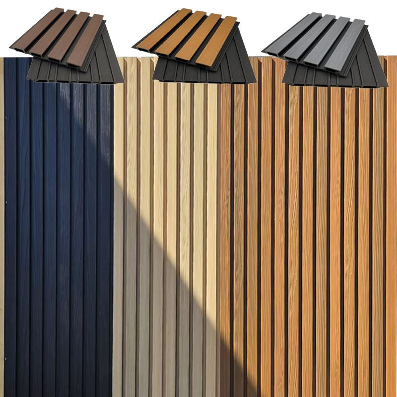 Waterproof Outdoor WPC Great Wall Cladding, Fluted Hollow Exterior Wall Panel Anti-UV