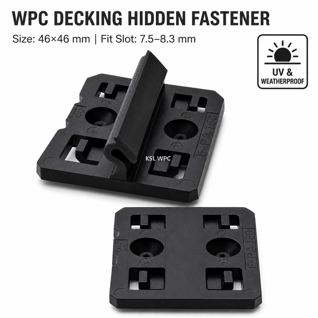 46x46mm Heavy Duty Plastic WPC Decking Clips 10g Hidden Fasteners for 7.5-8.3mm Composite Decking Boards