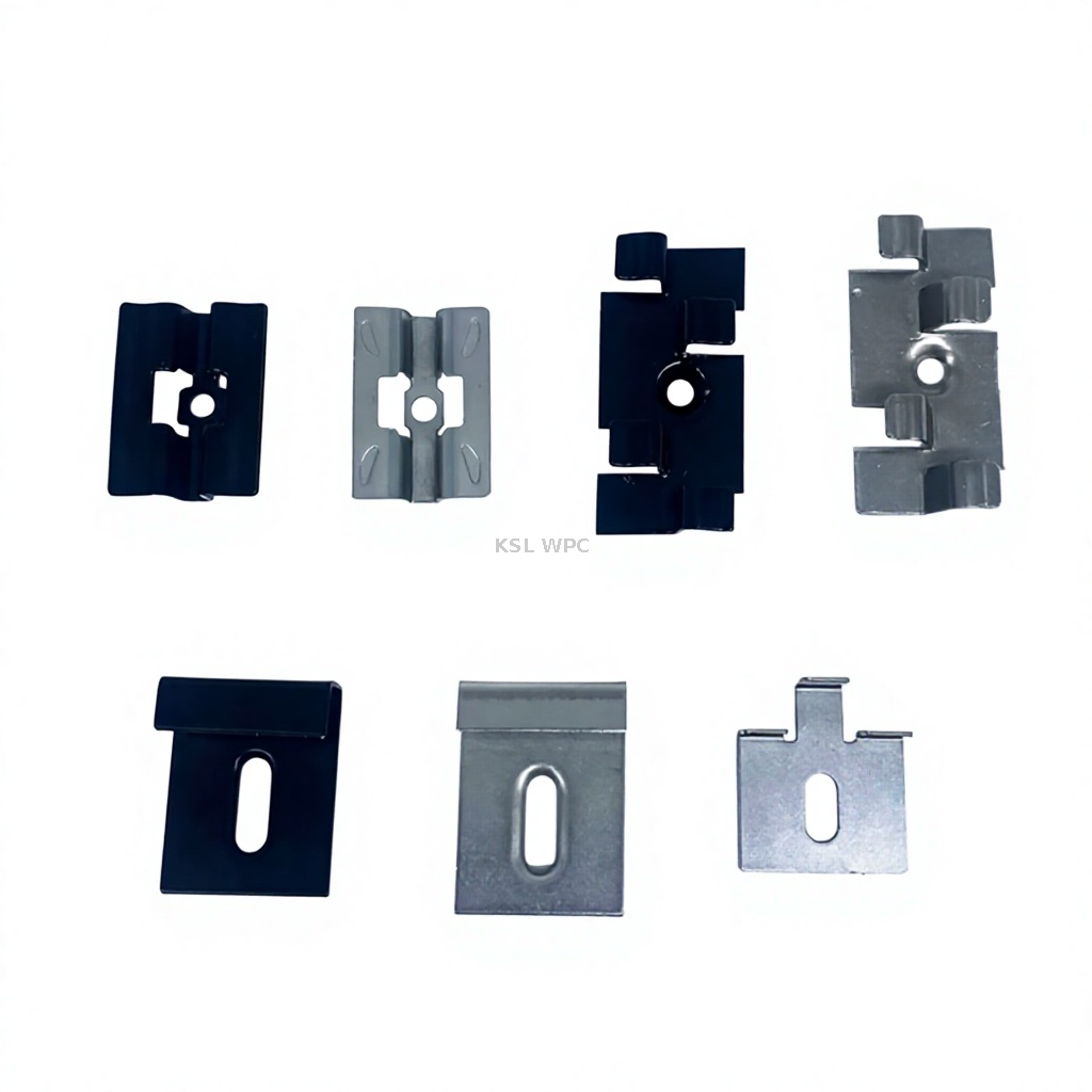 304 stainless steel hidden wpc deck clips 7mm gap fastener for ASA co-extruded composite decking seaside pool installation