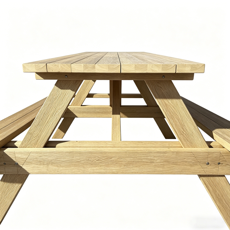 WPC outdoor picnic bench set with table and two benches, waterproof and UV-resistant composite material