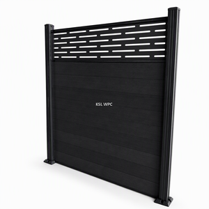 1500x1760mm Modern WPC Composite Fence Panel with Aluminum Post Durable No-Paint Garden Privacy Fencing Direct Factory