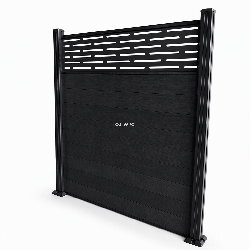 1500x1760mm Modern WPC Composite Fence Panel with Aluminum Post Durable No-Paint Garden Privacy Fencing Direct Factory