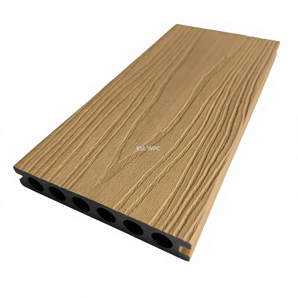 Teak Color Co-extrusion Composite Decking Boards with Wood Grain Texture