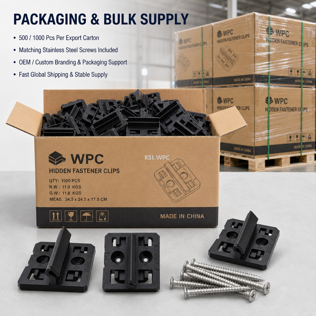 46x46mm Heavy Duty Plastic WPC Decking Clips 10g Hidden Fasteners for 7.5-8.3mm Composite Decking Boards