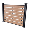 Detail view of anti-uv wpc fence panel texture and aluminum support posts