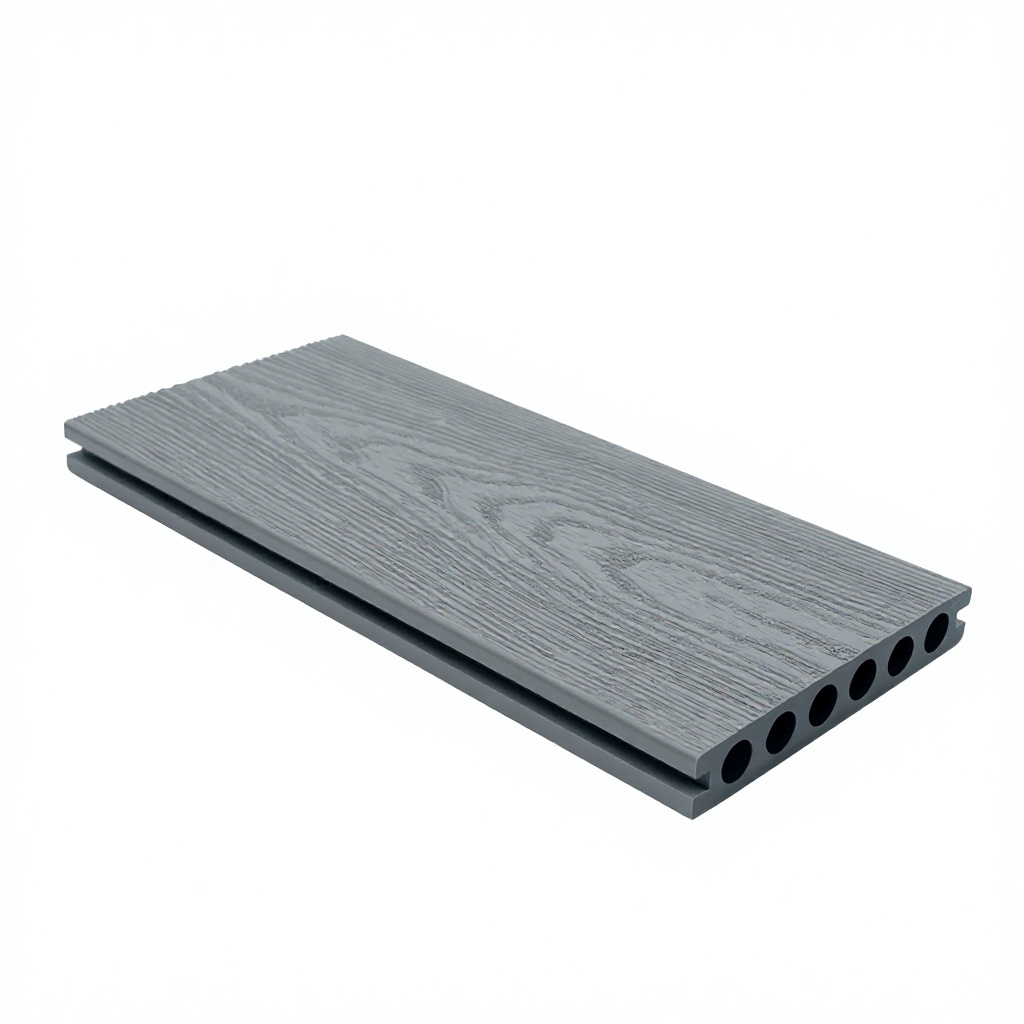 3D Embossed Light Gray WPC Decking Board 140x23mm Hollow